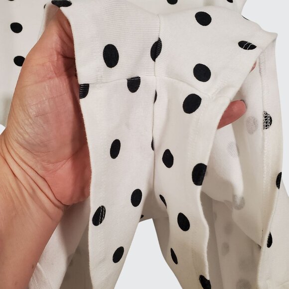 EUC GB Girls White Black Polka Dot Romper Pockets Tie Shoulder Accent Medium - Picture 7 of 9